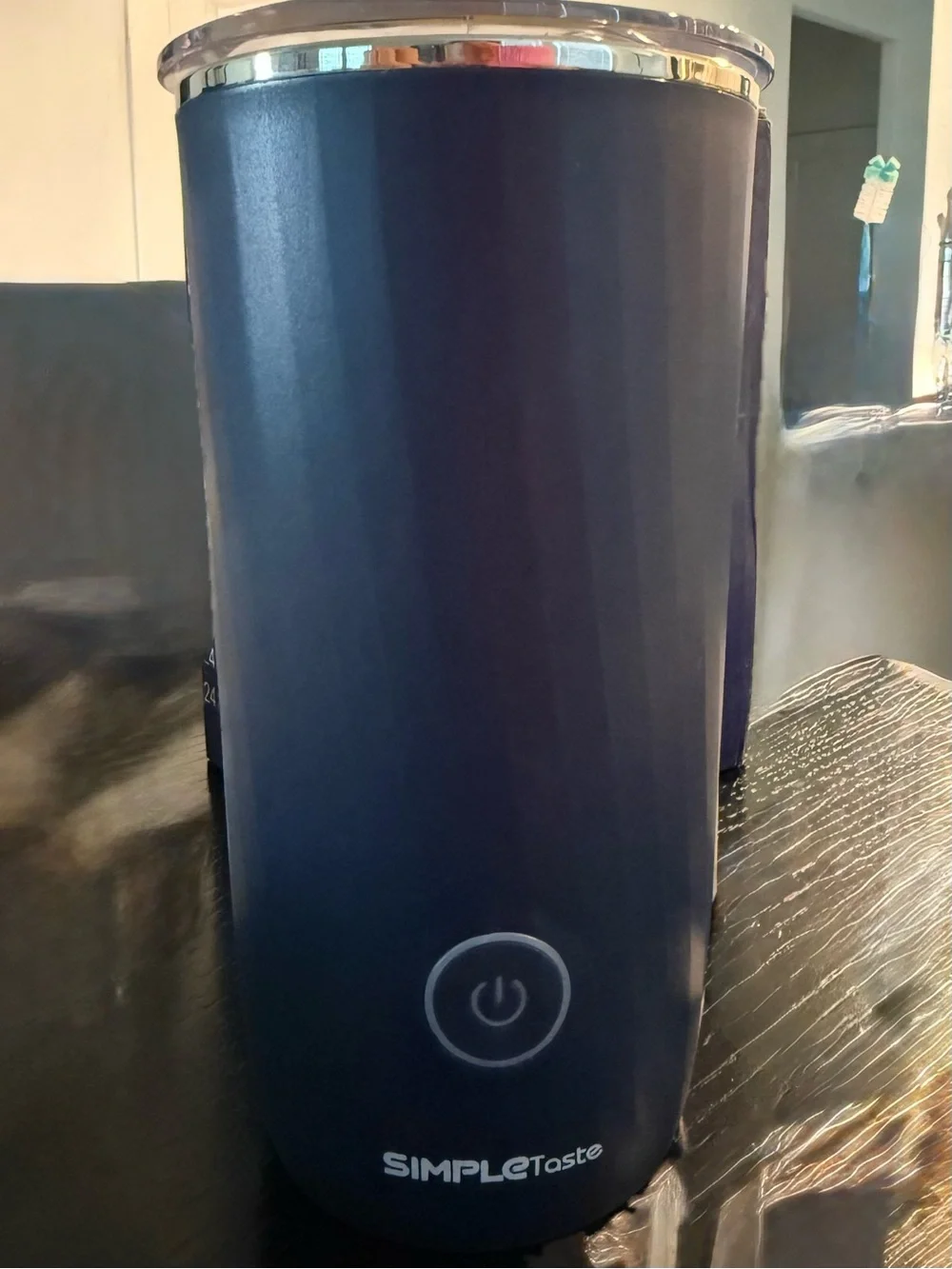 Simple Electric Milk Frother Lid with Yellow Warning Label